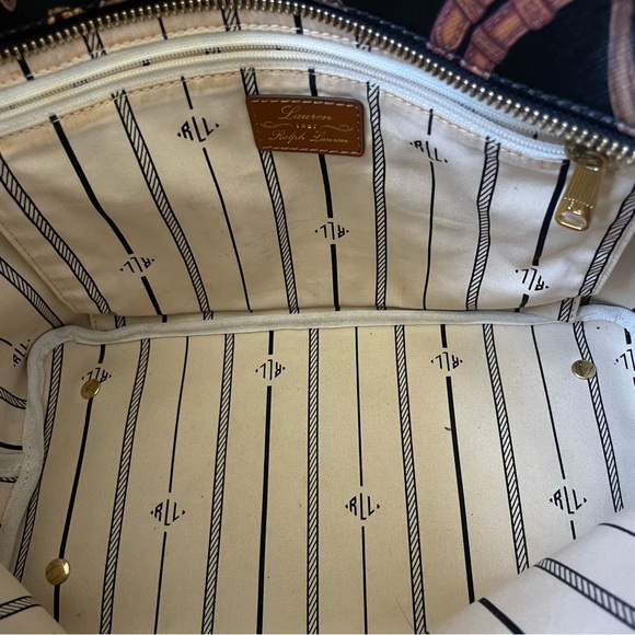 Lauren Ralph Lauren Dark Brown/Brown Equestrian Print Tote Bag - Picture 8 of 13